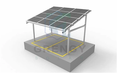 Struktur Pemasangan Tenaga Surya Carport Tunggal