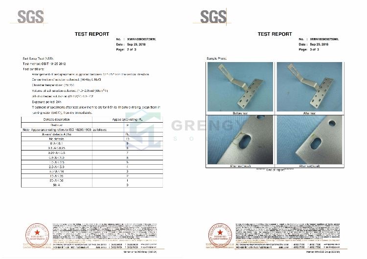 SGS test report of Flat tile roof solar hook
