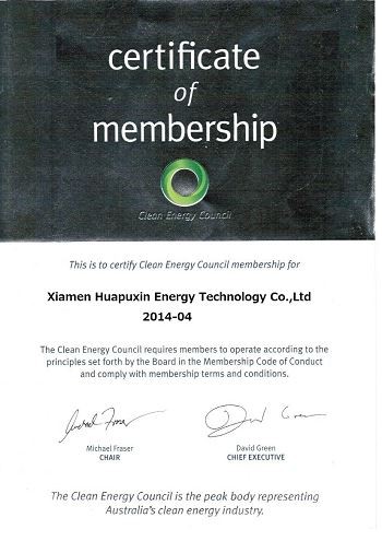 Certificate of Membership of Clean Energy Council(001)