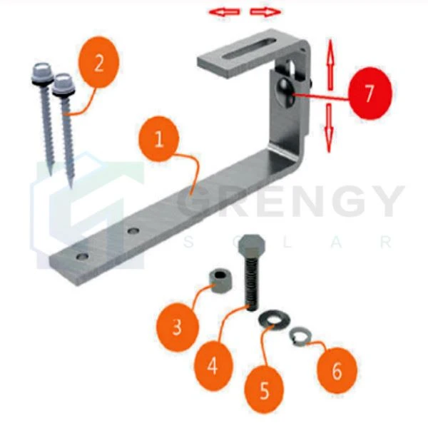 adjustable slate roof solar hooks