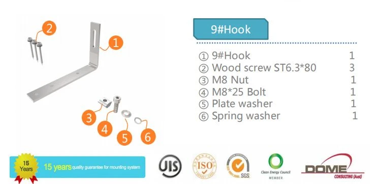 high quality tile roof hook for Solar racking system
