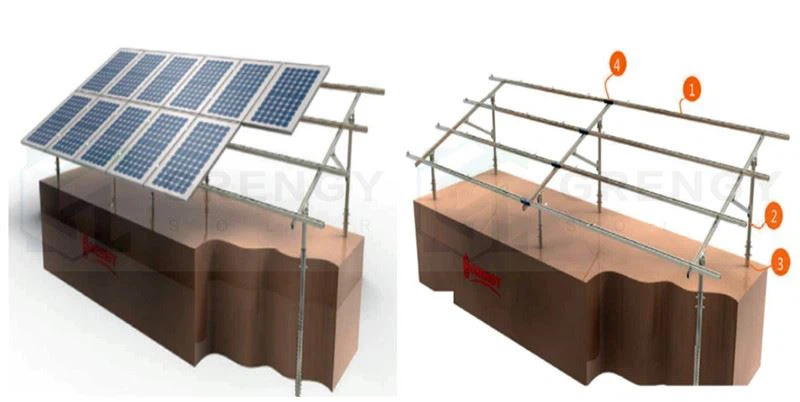 ground mounting system with screw piles_