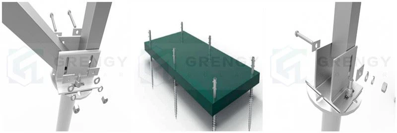 double poles solar ground mounting system_